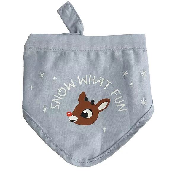 Rudolph Snow What Fun Pet Bandana, Size: Large/XL, Blue NWT - Picture 3 of 3